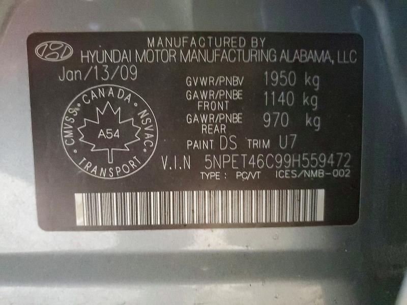 Продажа на аукционе авто 2009 Hyundai Sonata, vin: 5NPET46C99H559472, номер лота: 49224036