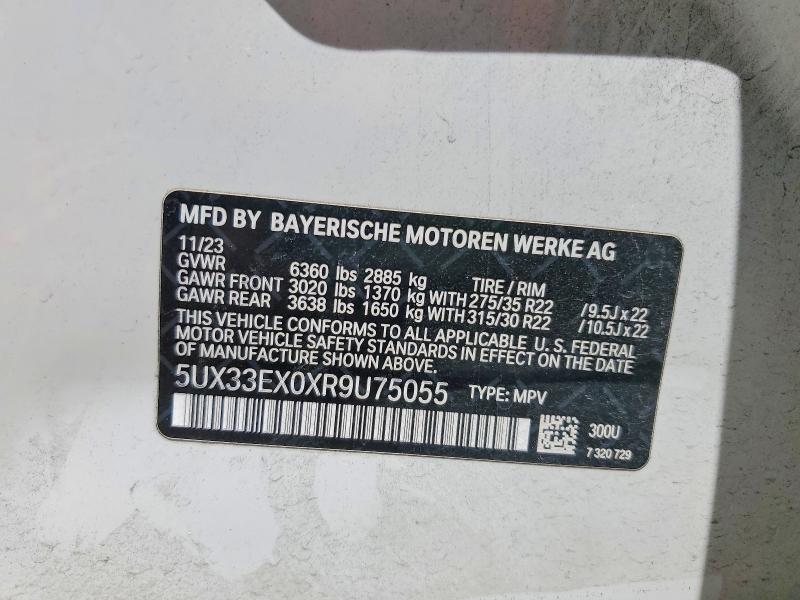 2024 Bmw X6 მანქანა იყიდება აუქციონზე, vin: 5UX33EX0XR9U75055, აუქციონის ნომერი: 50675506