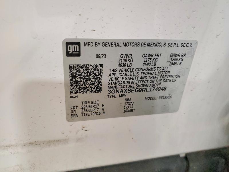 Продаж на аукціоні авто 2024 Chevrolet Equinox, vin: 3GNAXSEG9RL174948, номер лоту: 50647486