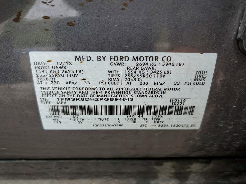 51580486 :رقم المزاد ، 1FMSK8DH2PGB94643 vin ، 2023 Ford Explorer مزاد بيع