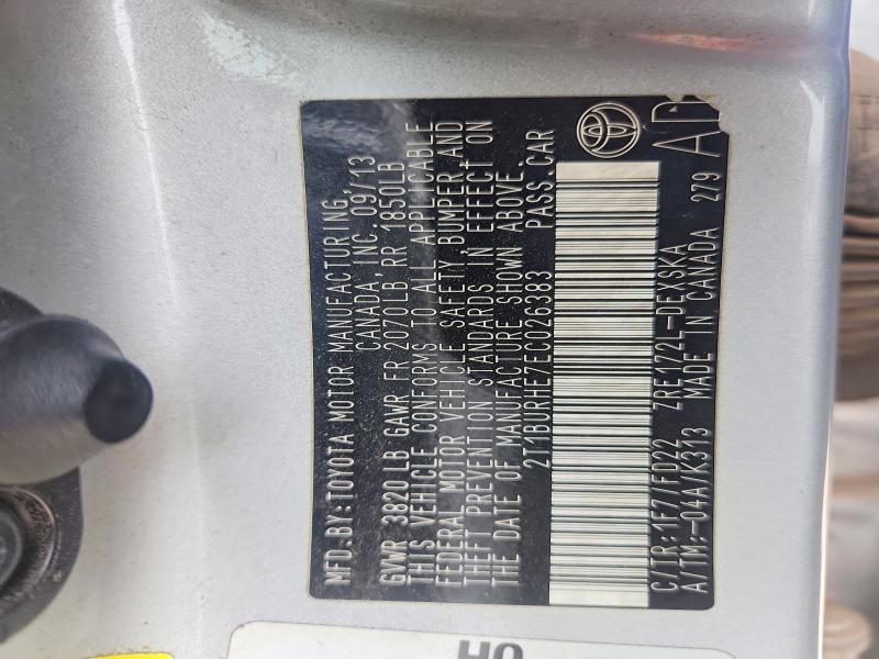 51039476 :رقم المزاد ، 2T1BURHE7EC026383 vin ، 2014 Toyota Corolla مزاد بيع