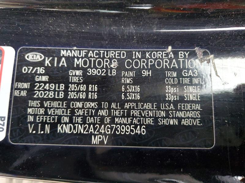 Aukcja sprzedaży 2016 Kia Soul, vin: KNDJN2A24G7399546, numer aukcji: 49741576