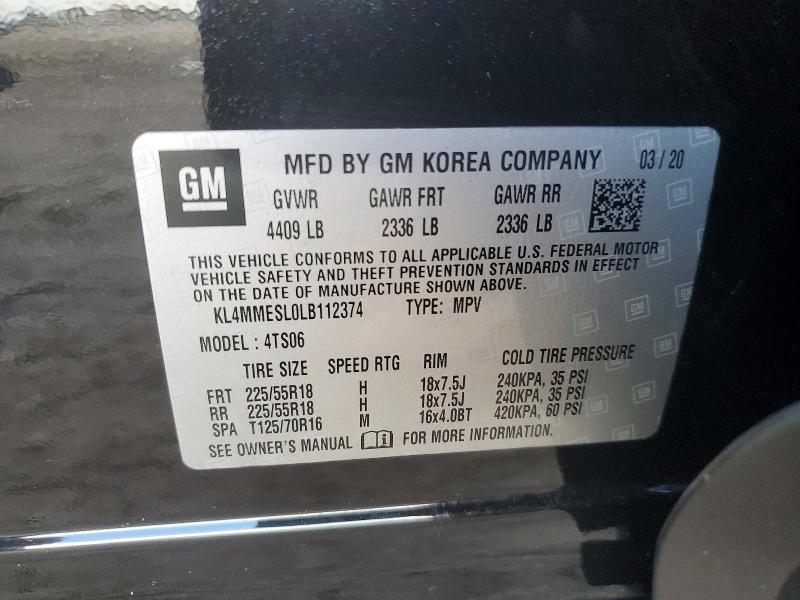 Aukcja sprzedaży 2020 Buick Encore Gx, vin: KL4MMESL0LB112374, numer aukcji: 49238766