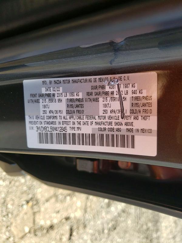 49235426 :رقم المزاد ، 3MVDMBCL5NM412845 vin ، 2022 Mazda Cx-30 مزاد بيع