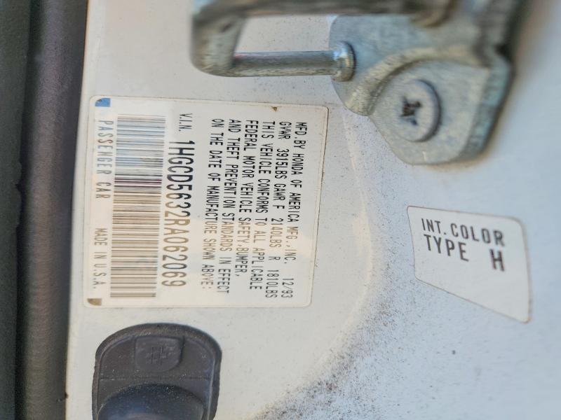 50748486 :رقم المزاد ، 1HGCD5632RA062069 vin ، 1994 Honda Accord مزاد بيع