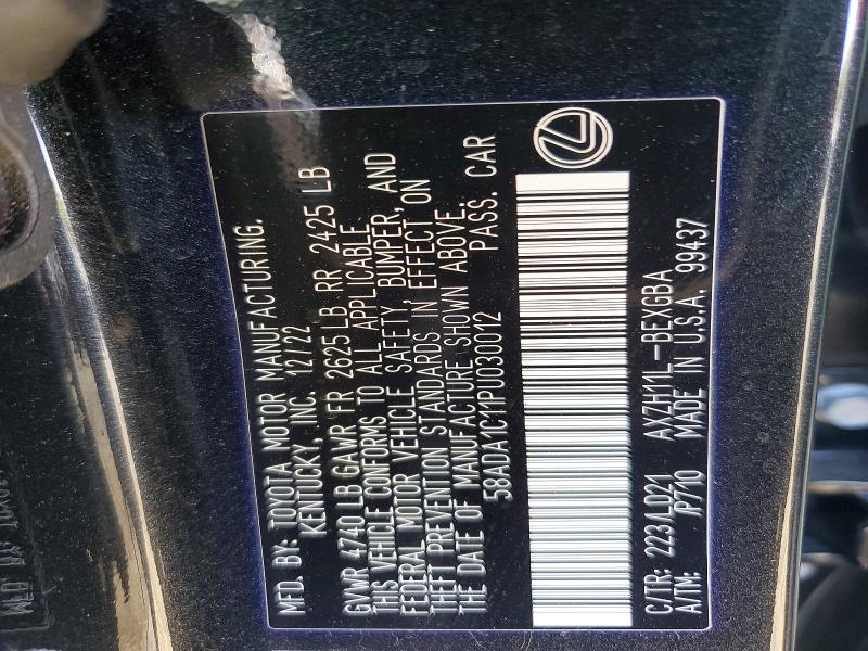 2023 Lexus Es 300h მანქანა იყიდება აუქციონზე, vin: 58ADA1C11PU030012, აუქციონის ნომერი: 50637606