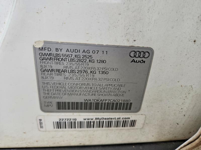 Продаж на аукціоні авто 2012 Audi Q5, vin: WA1DKAFP7CA021880, номер лоту: 51335866