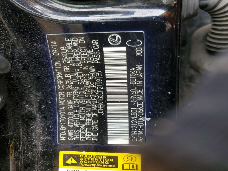 50233226 :رقم المزاد ، JTHBK1GG0F2159155 vin ، 2015 Lexus Es مزاد بيع