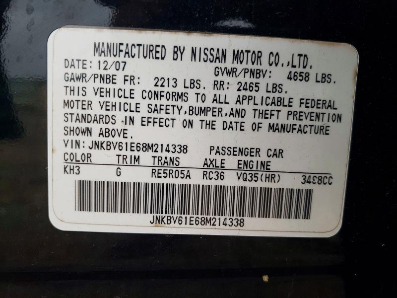 51713226 :رقم المزاد ، JNKBV61E68M214338 vin ، 2008 Infiniti G35 مزاد بيع