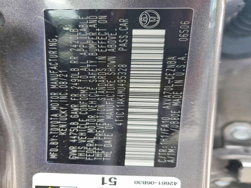 Aukcja sprzedaży 2021 Toyota Camry, vin: 4T1C11AK4MU495328, numer aukcji: 51017956