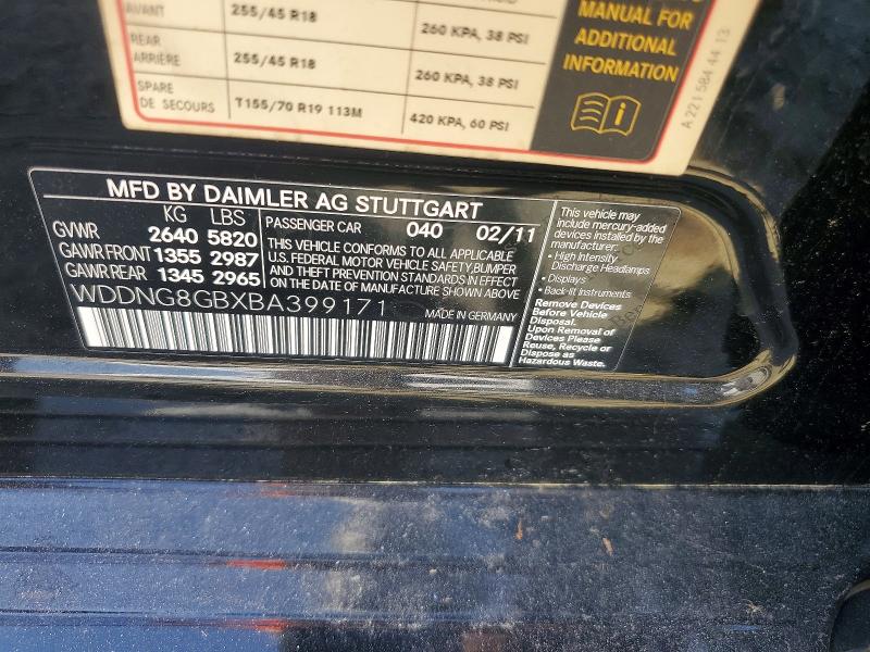 Aukcja sprzedaży 2011 Mercedes-benz S, vin: WDDNG8GBXBA399171, numer aukcji: 50798076