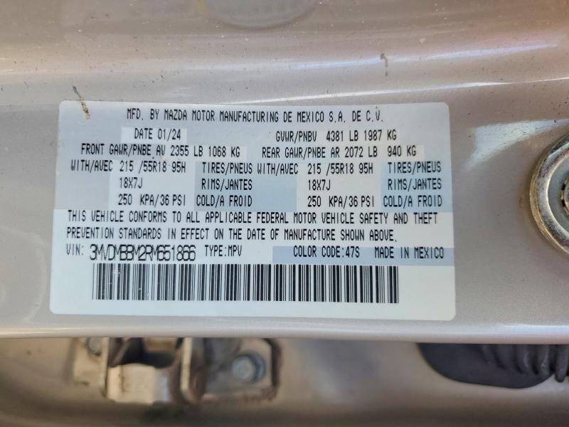 2024 Mazda Cx-30 მანქანა იყიდება აუქციონზე, vin: 3MVDMBBM2RM651866, აუქციონის ნომერი: 51866086