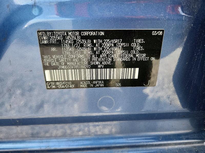 2008 Toyota Rav4 მანქანა იყიდება აუქციონზე, vin: JTMBD33V785184292, აუქციონის ნომერი: 48900736