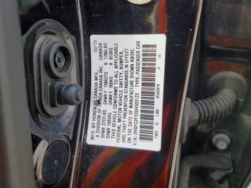 Aukcja sprzedaży 2016 Honda Civic, vin: 2HGFC2F53GH503125, numer aukcji: 49775976