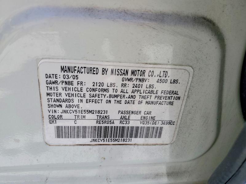 Продаж на аукціоні авто 2005 Infiniti G35, vin: JNKCV51E55M218231, номер лоту: 51467596