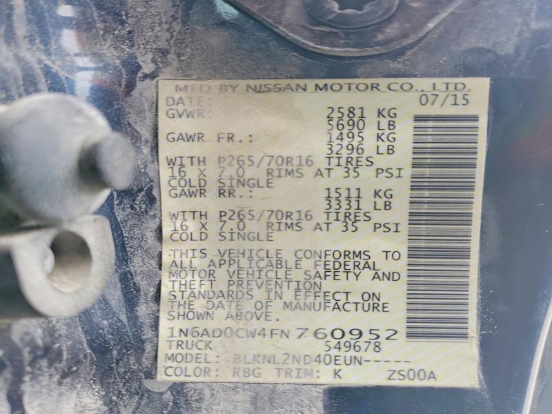 Продажа на аукционе авто 2015 Nissan Frontier, vin: 1N6AD0CW4FN760952, номер лота: 48346646