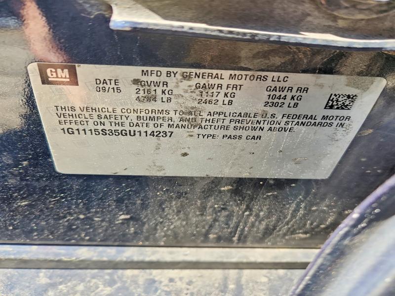 2016 Chevrolet Impala მანქანა იყიდება აუქციონზე, vin: 1G1115S35GU114237, აუქციონის ნომერი: 48358386