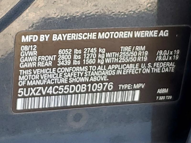 Aukcja sprzedaży 2013 Bmw X5, vin: 5UXZV4C55D0B10976, numer aukcji: 50822146