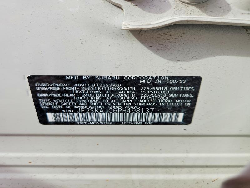 Aukcja sprzedaży 2023 Subaru Forester, vin: JF2SKAJC6PH498137, numer aukcji: 48612936