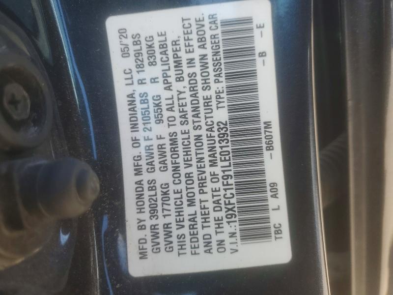 Продаж на аукціоні авто 2020 Honda Civic, vin: 19XFC1F91LE013932, номер лоту: 49445336