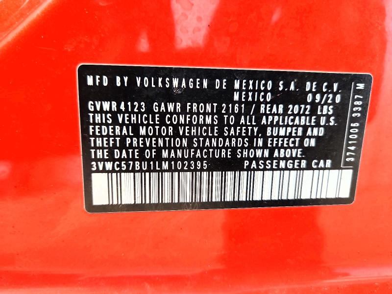 Aukcja sprzedaży 2020 Volkswagen Jetta, vin: 3VWC57BU1LM102395, numer aukcji: 49902466