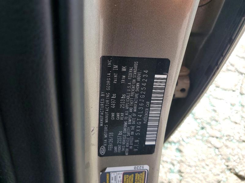 50609096 :رقم المزاد ، 5XXGT4L36JG254234 vin ، 2018 Kia Optima مزاد بيع