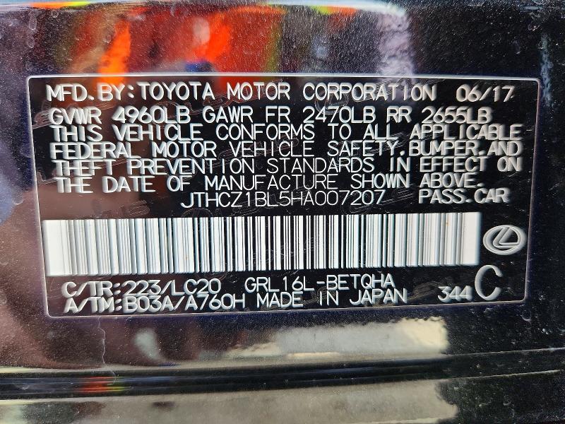 2017 Lexus Gs 350 მანქანა იყიდება აუქციონზე, vin: JTHCZ1BL5HA007207, აუქციონის ნომერი: 51164616