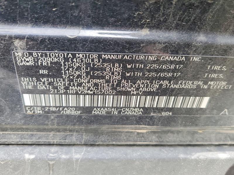 2021 Toyota Rav4 მანქანა იყიდება აუქციონზე, vin: 2T3P1RFV2MW157002, აუქციონის ნომერი: 57592106