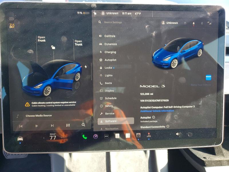 2022 Tesla Model 3 მანქანა იყიდება აუქციონზე, vin: 5YJ3E1EA7NF371929, აუქციონის ნომერი: 50350706