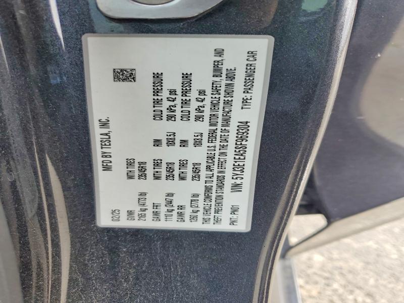 48345476 :رقم المزاد ، 5YJ3E1EA5SF969304 vin ، 2025 Tesla Model 3 مزاد بيع