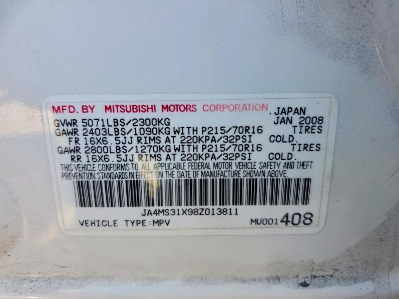 Продаж на аукціоні авто 2008 Mitsubishi Outlander, vin: JA4MS31X98Z013811, номер лоту: 48598346