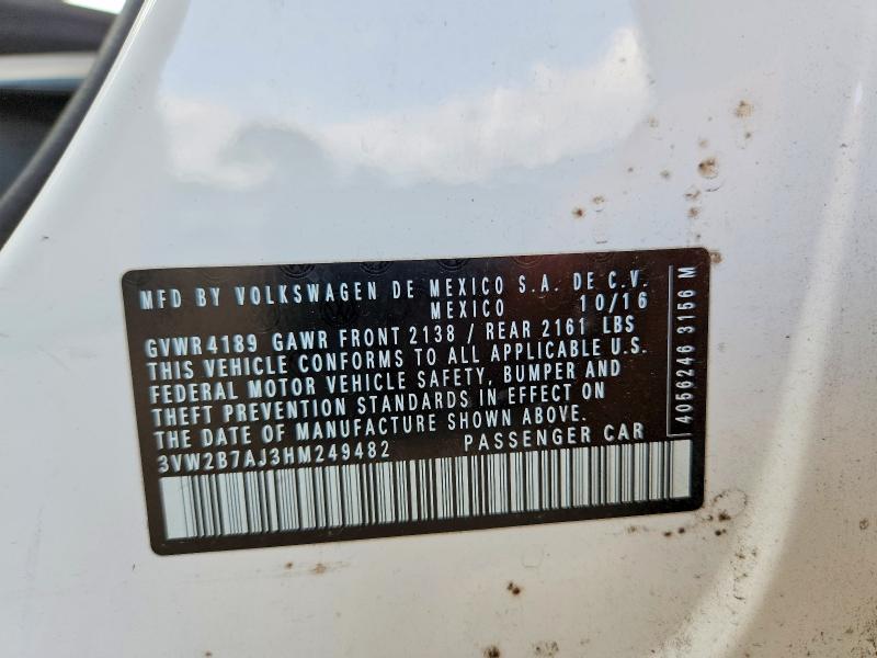 48297616 :رقم المزاد ، 3VW2B7AJ3HM249482 vin ، 2017 Volkswagen Jetta مزاد بيع