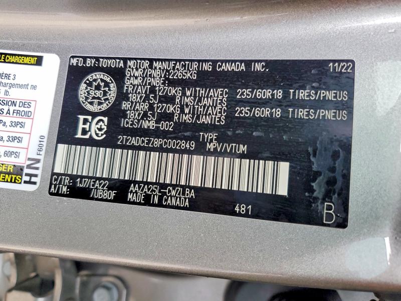 Aukcja sprzedaży 2023 Lexus Nx, vin: 2T2ADCEZ8PC002849, numer aukcji: 50801626