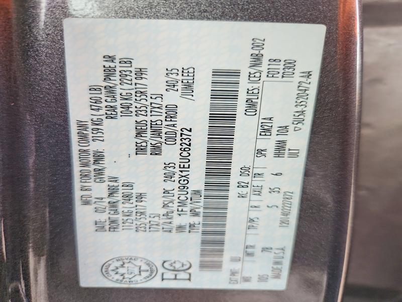 Продаж на аукціоні авто 2014 Ford Escape, vin: 1FMCU9GX1EUC62372, номер лоту: 49660026