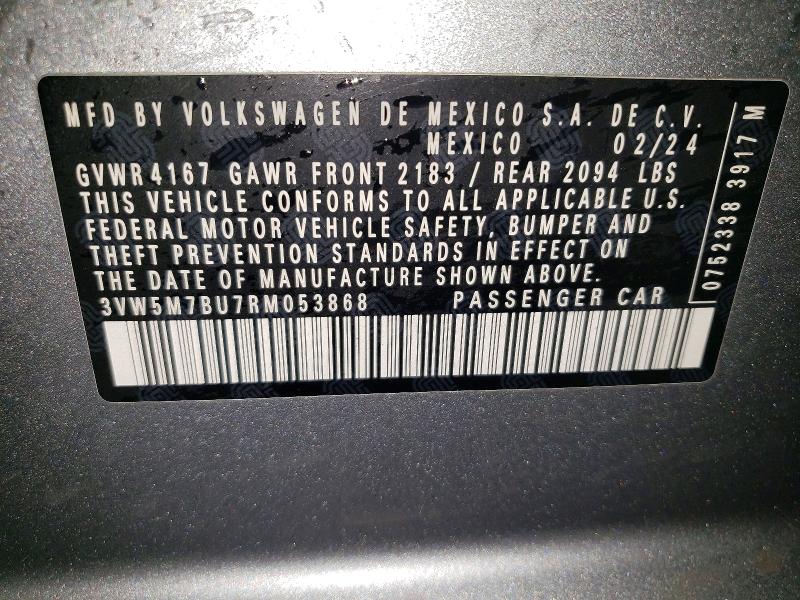 Продажа на аукционе авто 2024 Volkswagen Jetta, vin: 3VW5M7BU7RM053868, номер лота: 50775316