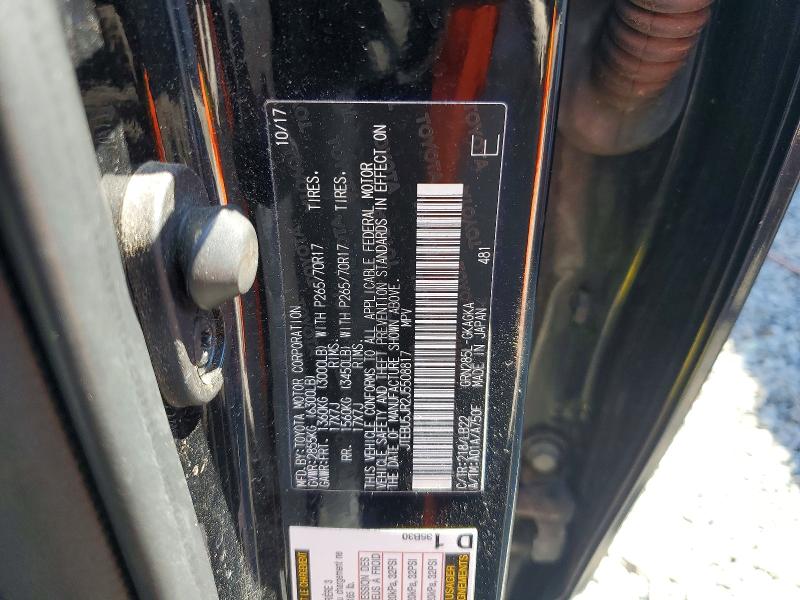2018 Toyota 4runner მანქანა იყიდება აუქციონზე, vin: JTEBU5JR2J5508817, აუქციონის ნომერი: 51168636