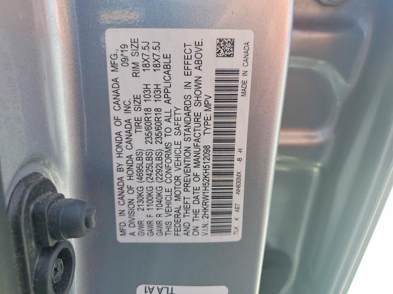 Продажа на аукционе авто 2019 Honda Cr-v, vin: 2HKRW1H52KH512098, номер лота: 51717776