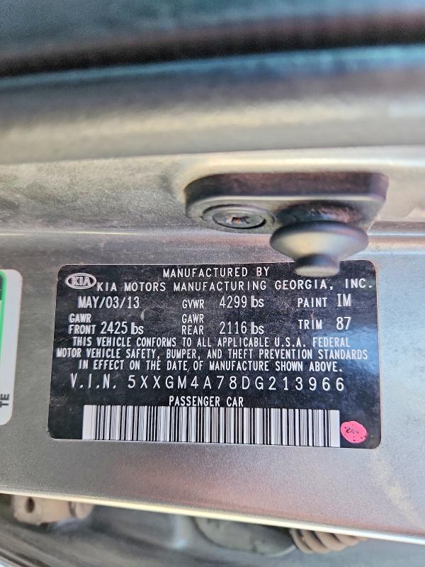 Продаж на аукціоні авто 2013 Kia Optima, vin: 5XXGM4A78DG213966, номер лоту: 51483996