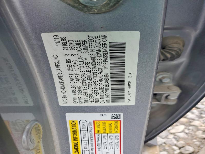 48770636 :رقم المزاد ، 1HGCV1F38LA030384 vin ، 2020 Honda Accord مزاد بيع
