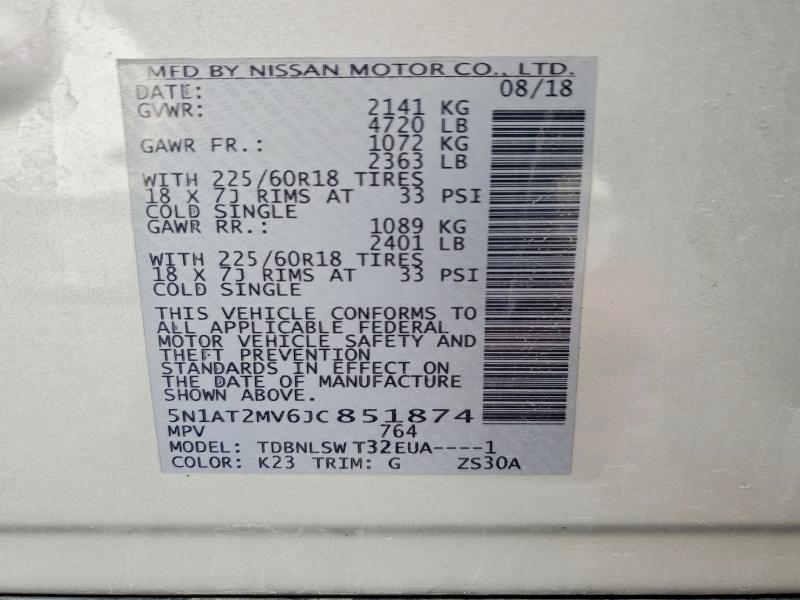 Aukcja sprzedaży 2018 Nissan Rogue, vin: 5N1AT2MV6JC851874, numer aukcji: 49420526