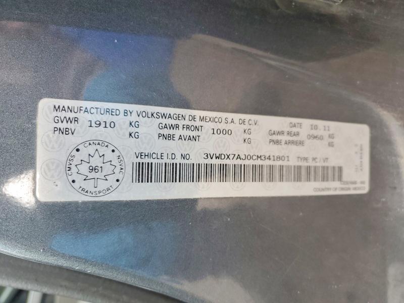 Продажа на аукционе авто 2012 Volkswagen Jetta, vin: 3VWDX7AJ0CM341801, номер лота: 47999836