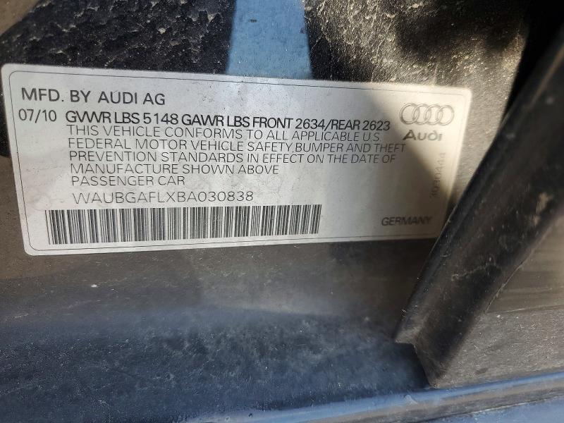 2011 Audi S4 მანქანა იყიდება აუქციონზე, vin: WAUBGAFLXBA030838, აუქციონის ნომერი: 49945356