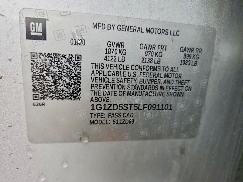 Продаж на аукціоні авто 2020 Chevrolet Malibu, vin: 1G1ZD5ST5LF091101, номер лоту: 50723656
