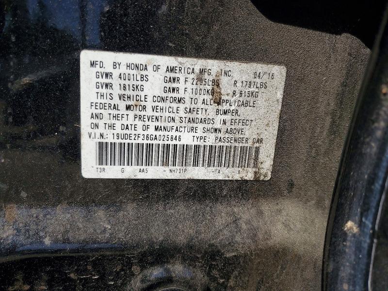 50148226 :رقم المزاد ، 19UDE2F36GA025846 vin ، 2016 Acura Ilx مزاد بيع