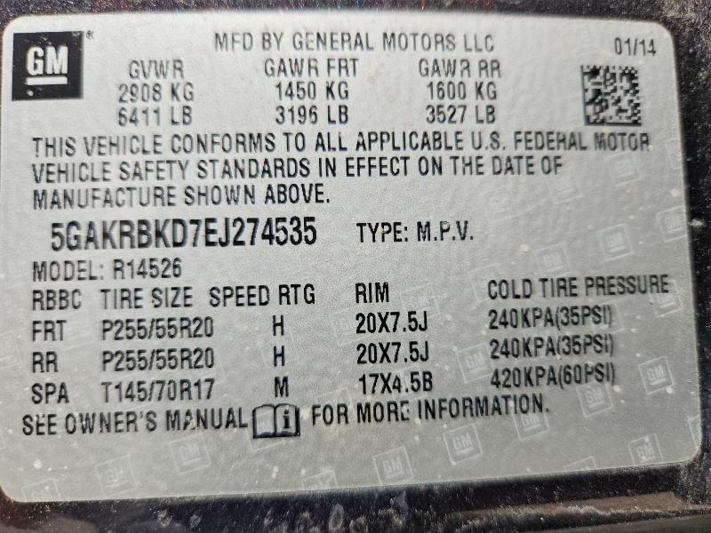 Aukcja sprzedaży 2014 Buick Enclave, vin: 5GAKRBKD7EJ274535, numer aukcji: 50753256