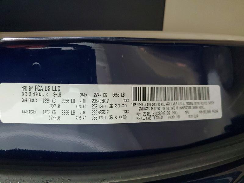 51498556 :رقم المزاد ، 2C4RC1BGXKR507138 vin ، 2019 Chrysler Pacifica مزاد بيع