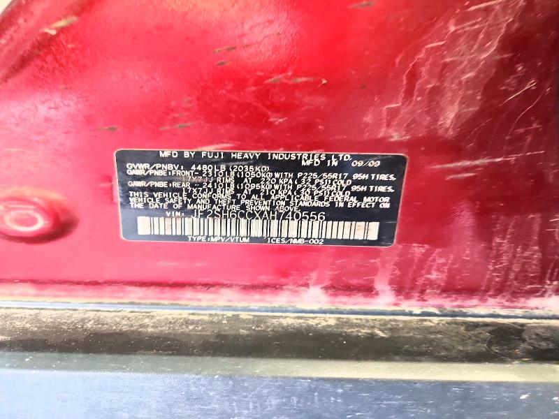 2010 Subaru Forester მანქანა იყიდება აუქციონზე, vin: JF2SH6CCXAH740556, აუქციონის ნომერი: 50073146