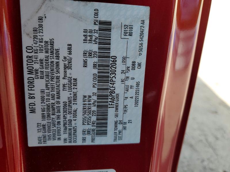 Продажа на аукционе авто 2023 Ford Mustang, vin: 1FA6P8CF4P5302060, номер лота: 49825016