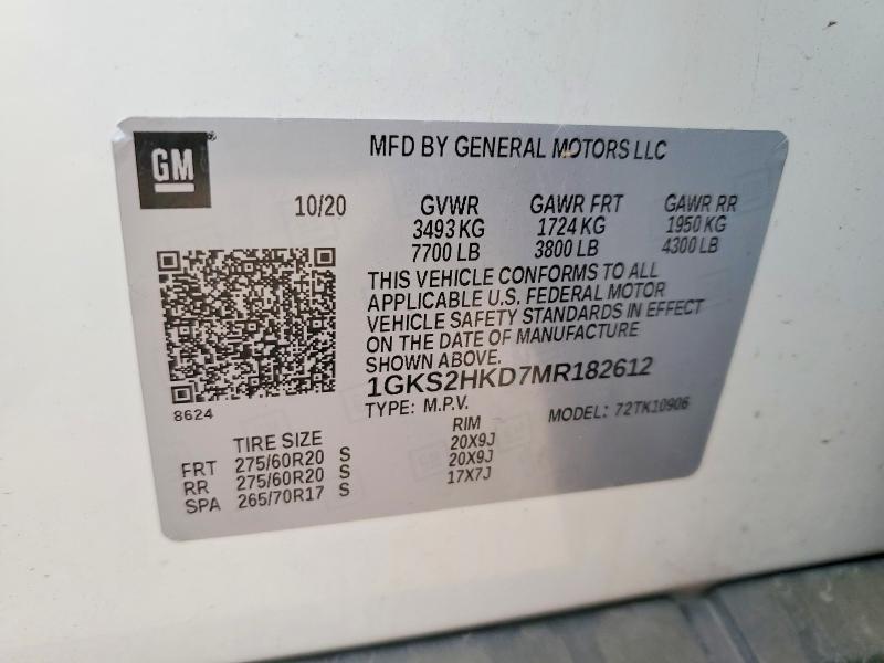 Aukcja sprzedaży 2021 Gmc Yukon Xl, vin: 1GKS2HKD7MR182612, numer aukcji: 48957546