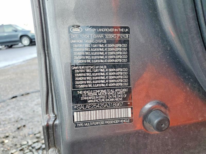 Aukcja sprzedaży 2005 Land Rover Lr3, vin: SALAE25425A318967, numer aukcji: 48352806